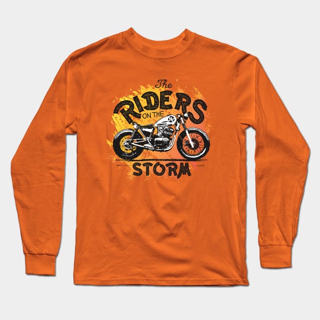 Vintage Motorcycle Rider Long Sleeve T-Shirt by Mako Design 